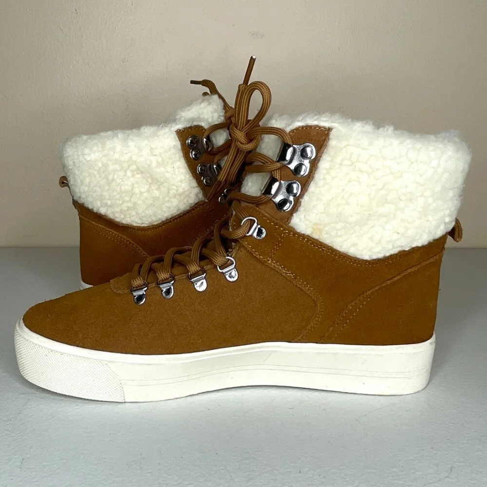 Marc Fisher Darlen Leather Platform Ankle Boots Size 8